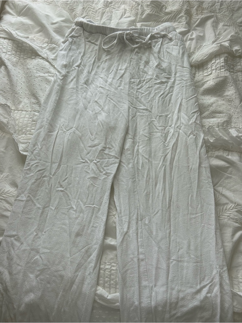 White Fox Boutique White Linen Drawstring Pants